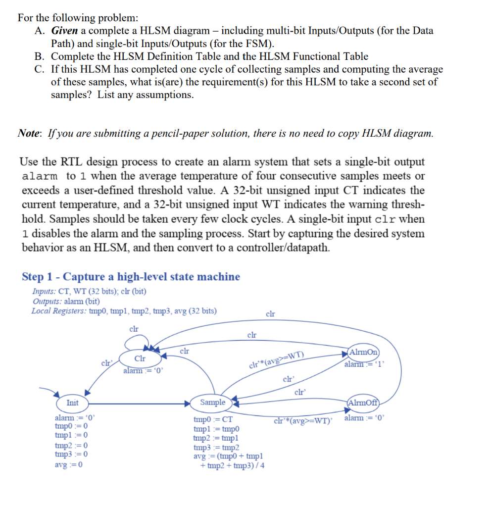 For the following problem: A. Given a complete a HLSM diagram