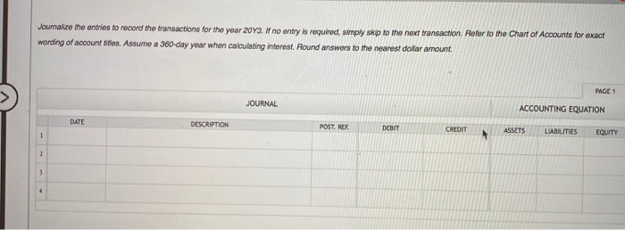 notes receivable, including year-end entries Instructions Chart of Accounts Journal Instructions The