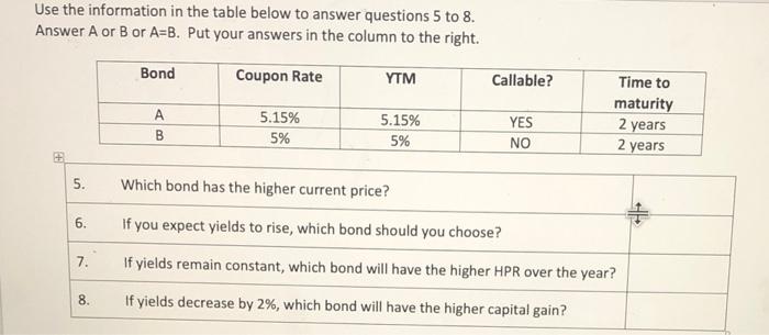  Use the information in the table below to answer questions 5