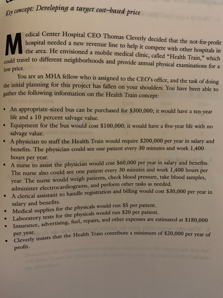 LU concept: Developing a target cost-based price edical Center Hospital CEO