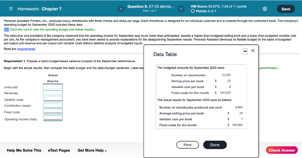  E Homework: Chapter 7 Question 8, E7-23 (simila.. Part 1 of