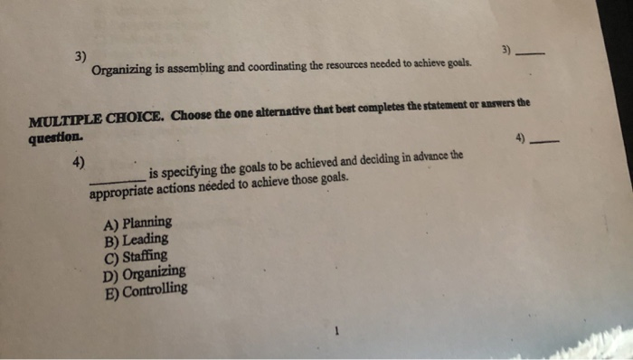  organizing is assembling and coordinating the resources needed to achieve goals