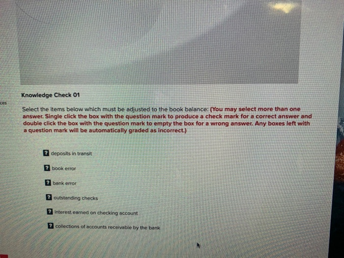 balance: (You may select more than one answer. Single click the box
