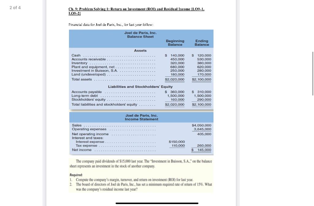  2 of 4 Ch. 9: Problem Solving 1: Return on Investment