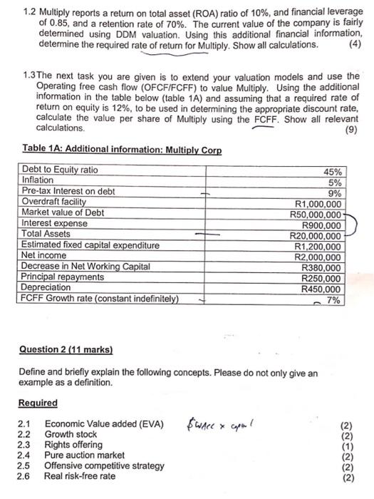 ALL QUESTIONS IN SECTION B IN THE 4 PAGE BOOK AVAILABLE Question