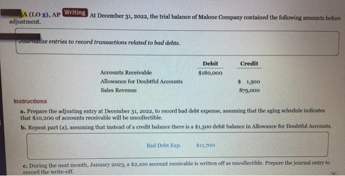 i need thebworknforneach shown please A (LO 2), AP W adjustment. IB