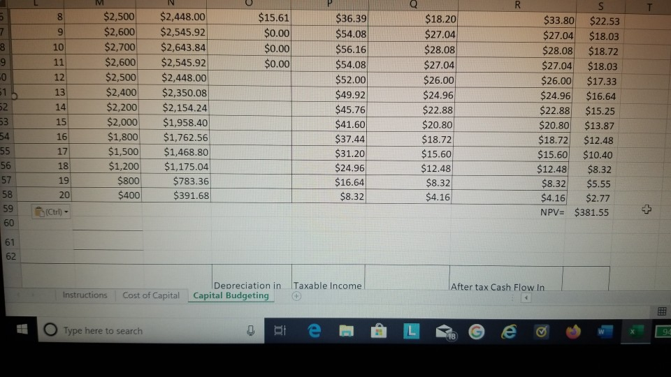 cash flow? What will be the IRR? Instructions Cost of Capital Capital
