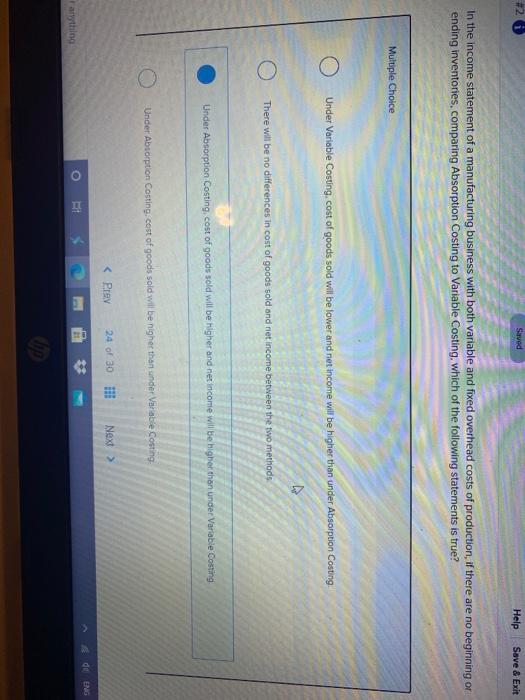  120 Surved Help Save & Exit In the income statement of