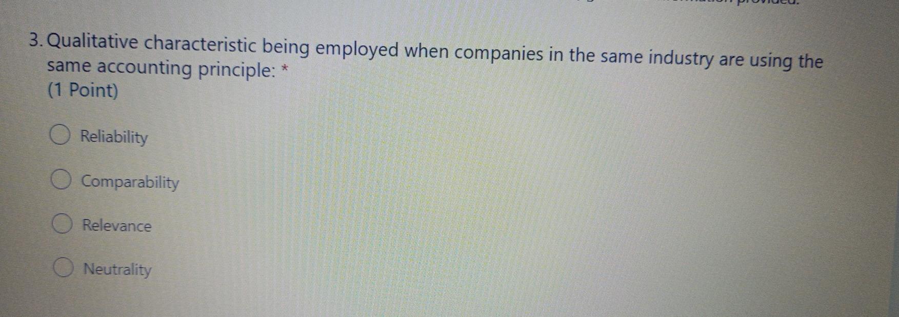 3. Qualitative characteristic being employed when companies in the same industry