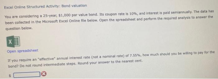Could use some help on this question please! Excel Online Structured Activity:
