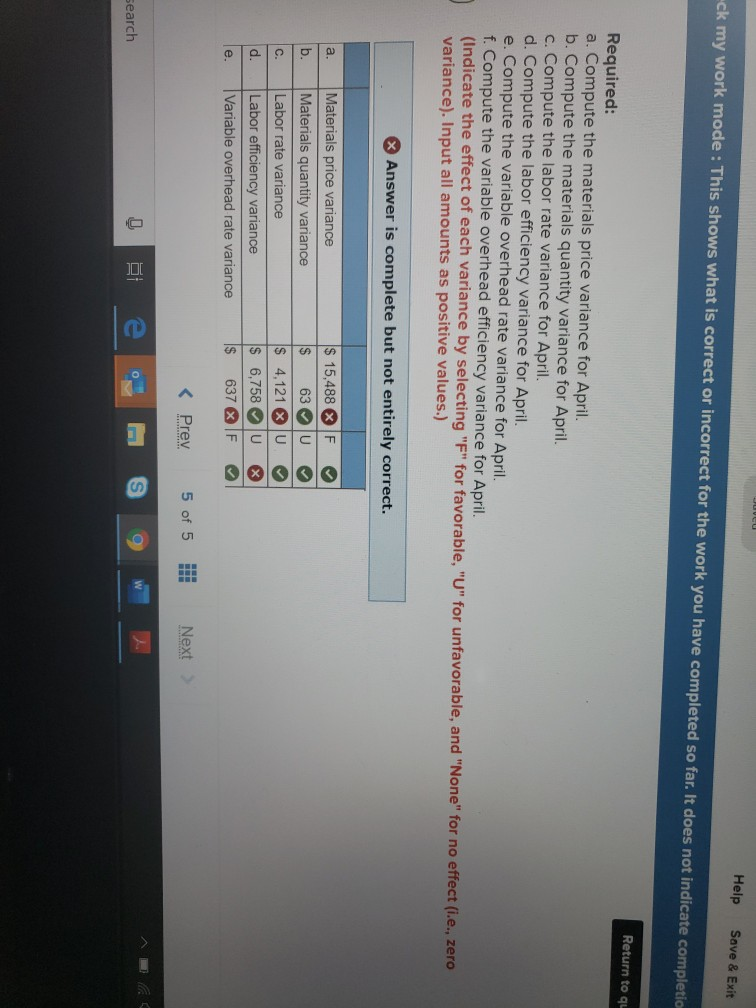 Save my work mode: This shows what is correct or incorrect for
