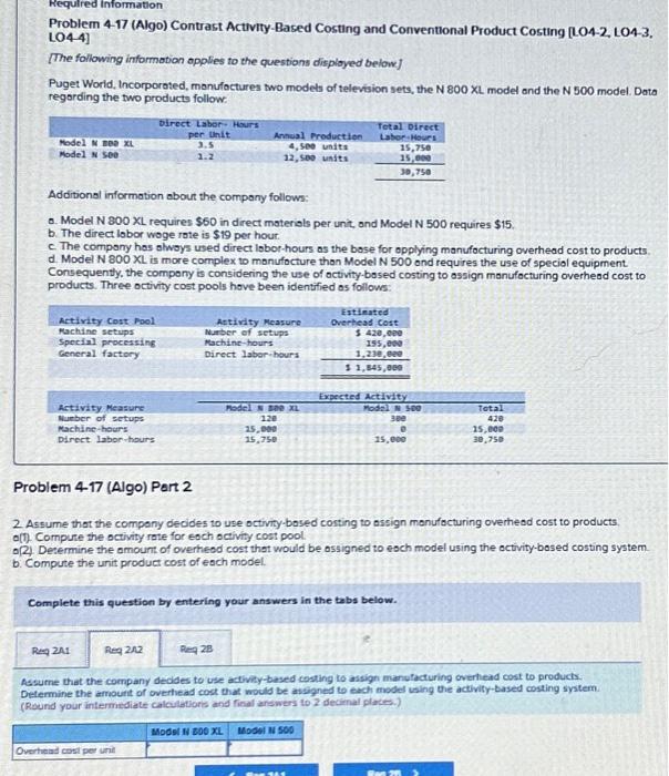 Costing [LO4-2, L04-3. LO4-4] [The following information applies to the questions displayed