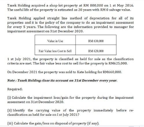Hello Sir/Madam, please help me solve this problem Tasek Holding acquired a