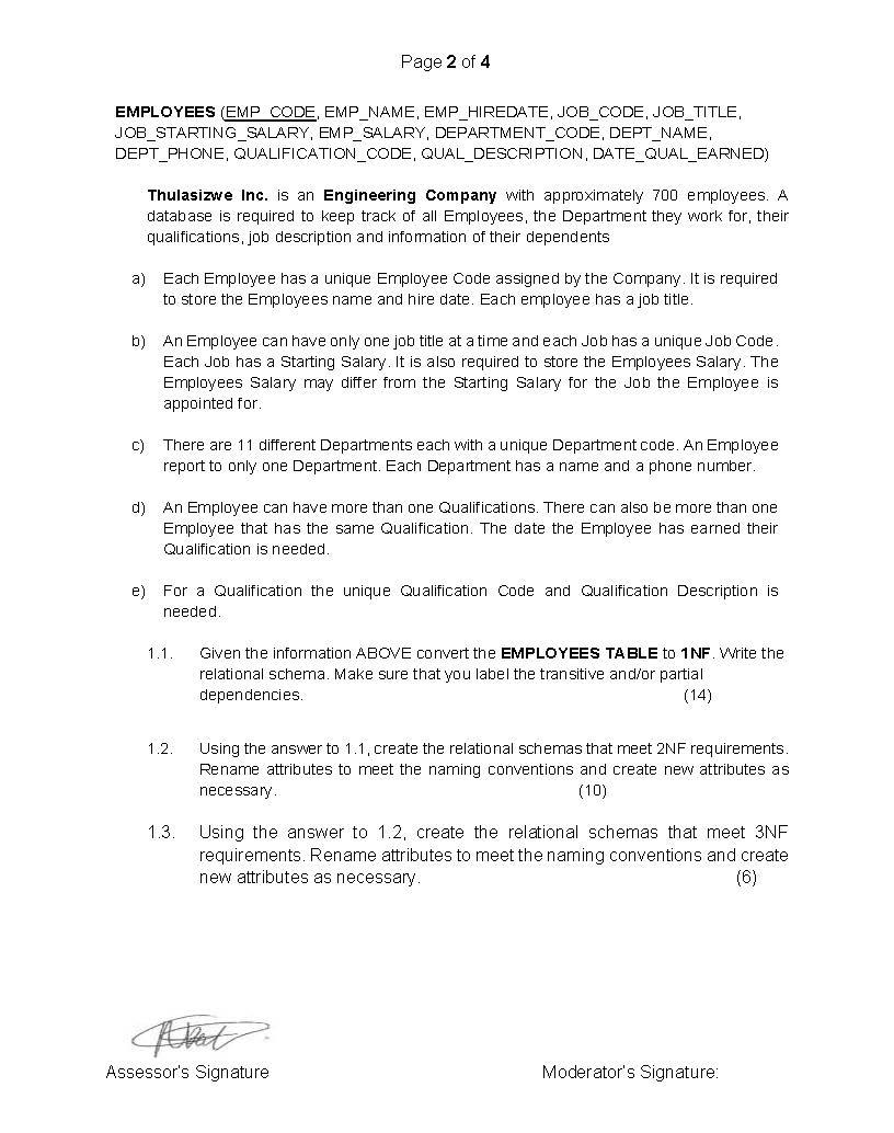  Page 2 of 4 EMPLOYEES (EMP CODE, EMP_NAME, EMP_HIREDATE, JOB_CODE, JOB_TITLE,