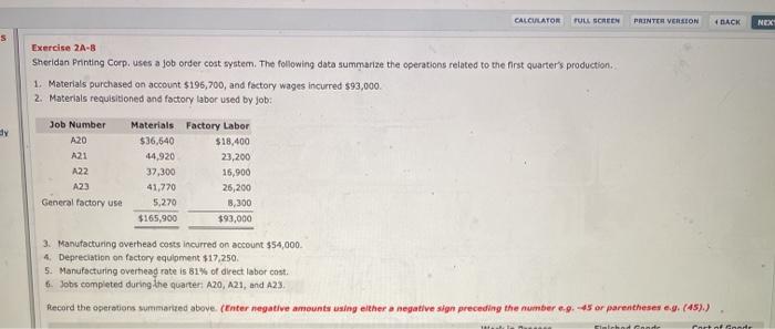  CALCULATOR FULL SCREEN PRINTER VERSION 4 BACK NEX 5 Exercise 2A-8