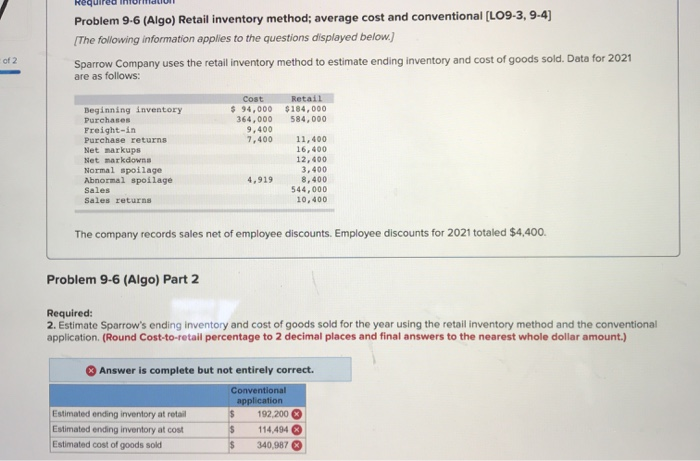 cost and conventional (LO9-3, 9-4) The following information applies to the questions