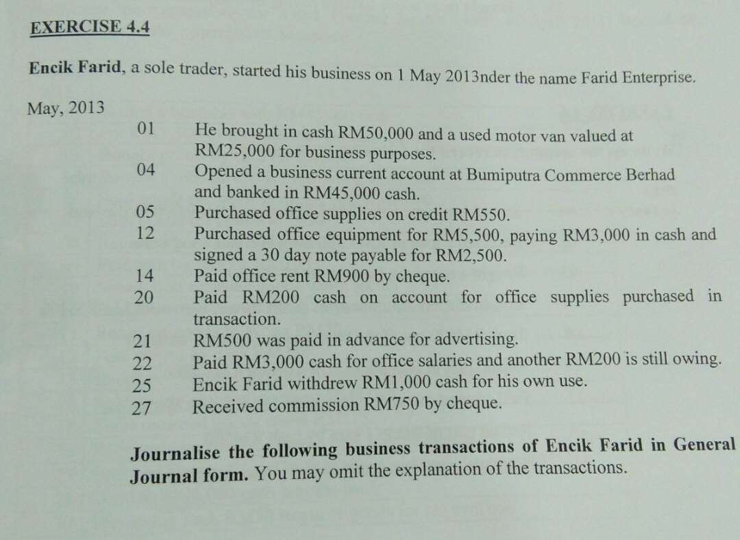 Also, Close the ledger for activity 4.4 and prepare the Trial