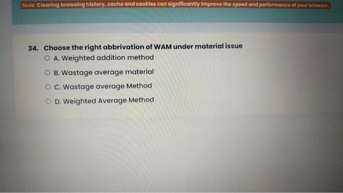 MRN is O A. Material Return Note O B. Material Requisition Note