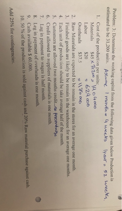  Problem: 3: Determine the working capital from the following data given