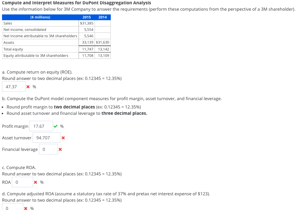  Compute and Interpret Measures for DuPont Disaggregation Analysis Use the information