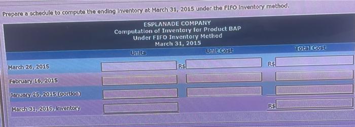 12.00 A physical Inventory on March 31, 2015, shows 1,500 units on