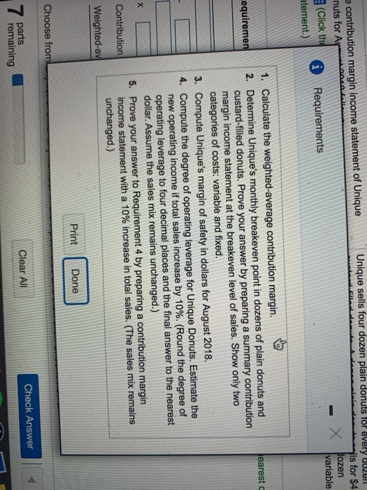 (Click the icon to statement.) for every dozen pnuts sells for $4.00