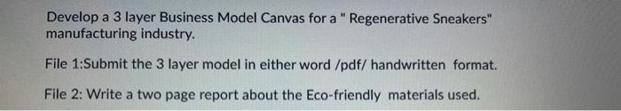  Develop a 3 layer Business Model Canvas for a "Regenerative Sneakers"