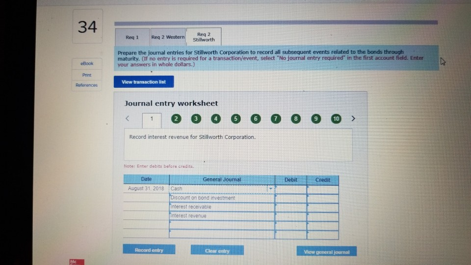 the bonds by Western and (b) Stillworth's investment on April 1 whole