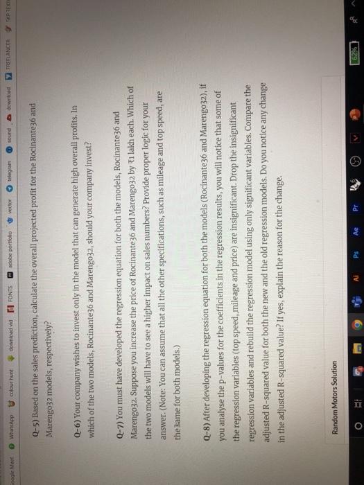 following questions. Q-1) Formulate the null and alternative hypotheses for mileage and