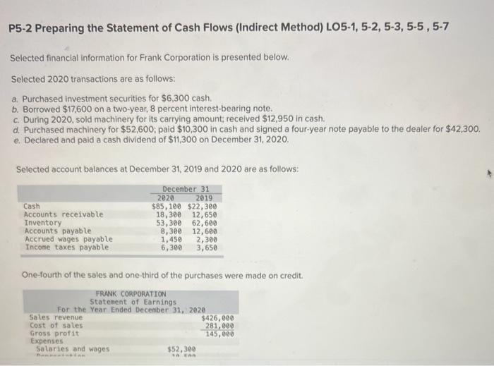 why is answer incomplete? please help P5-2 Preparing the Statement of