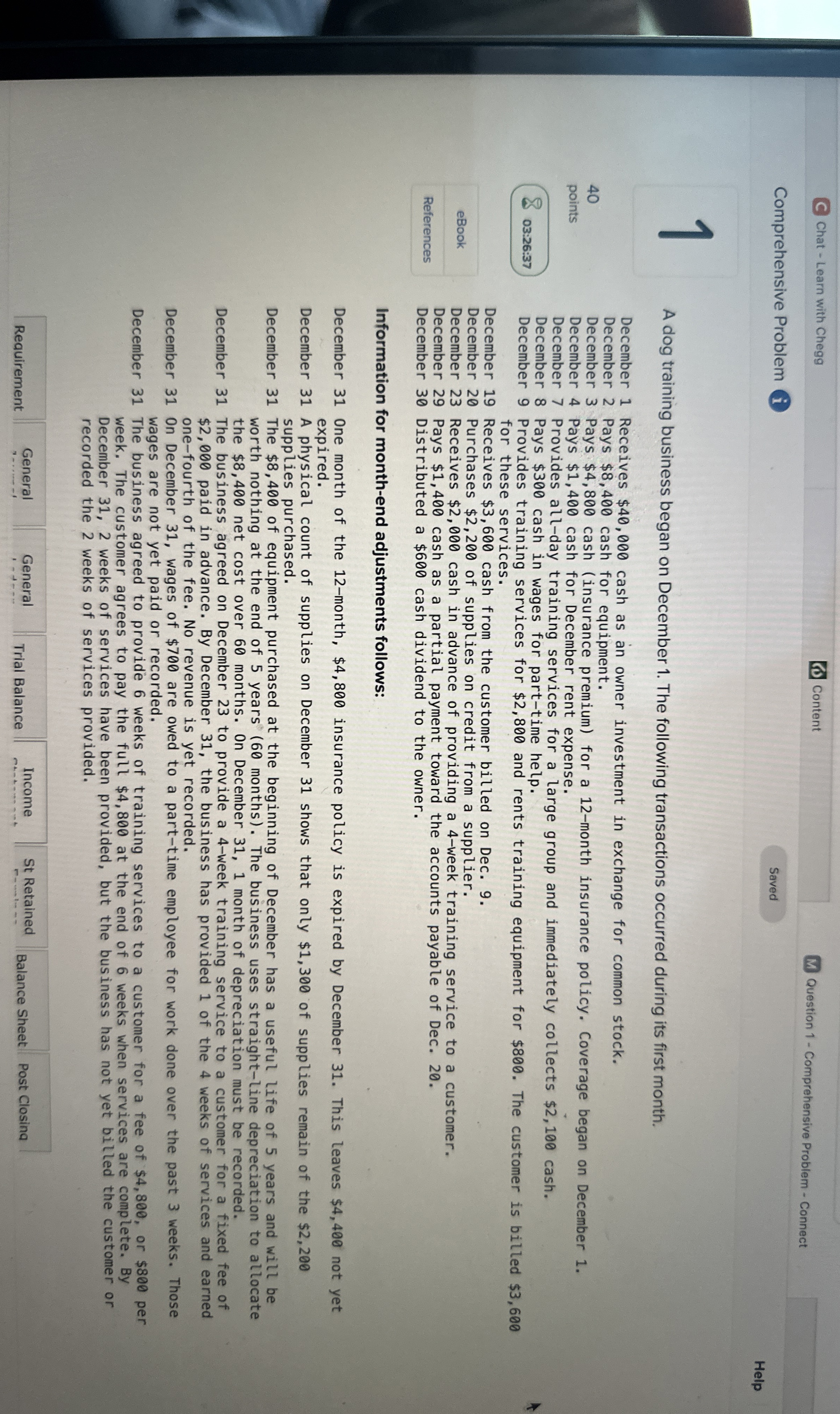  Chat - Learn with Chegg Content Question 1- Comprehensive Problem -