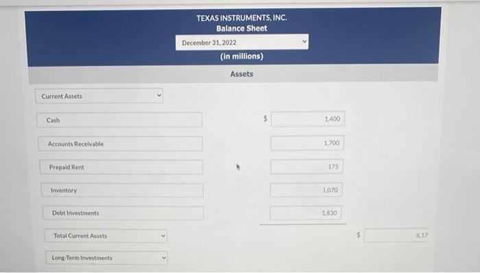 taken from the 2022 financial statements of Texas Instruments, Inc. (All dollars