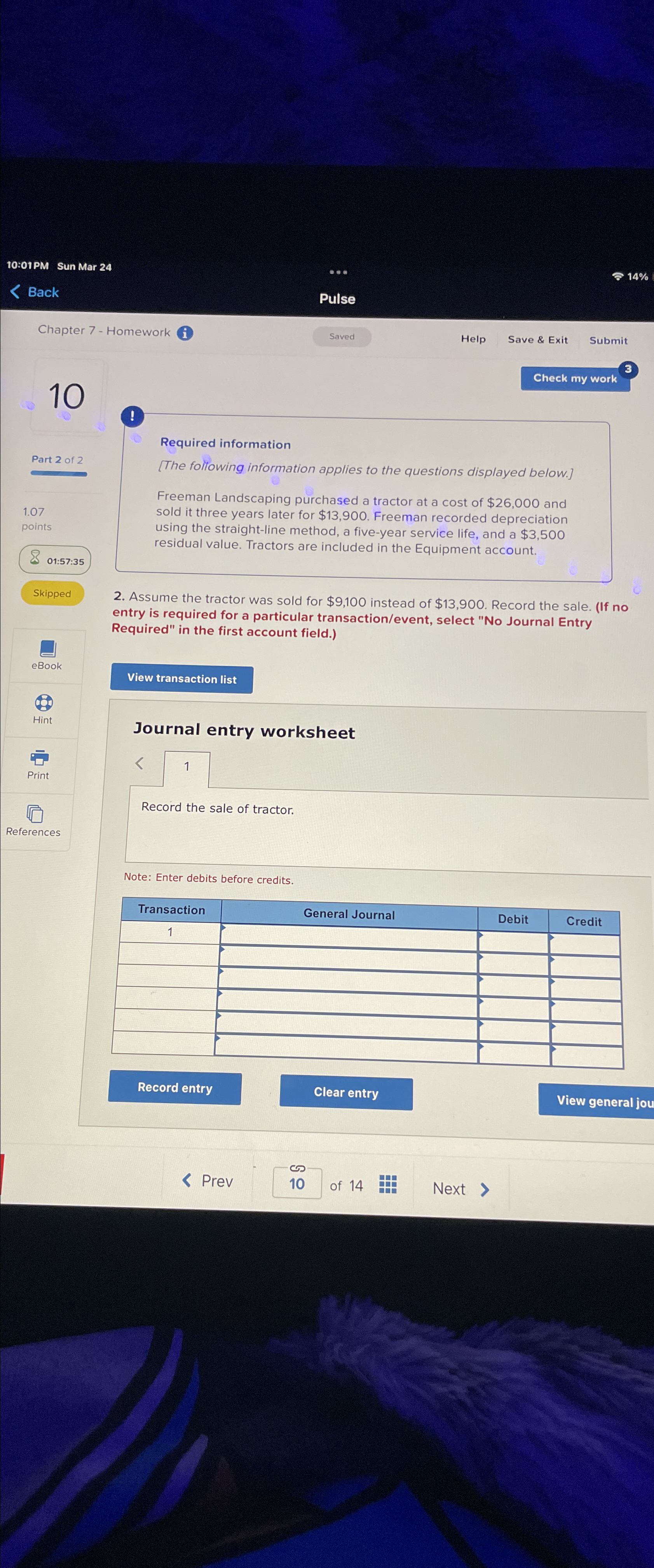 10:01PM Sun Mar 24 Back Pulse Chapter 7- Homework (i 10