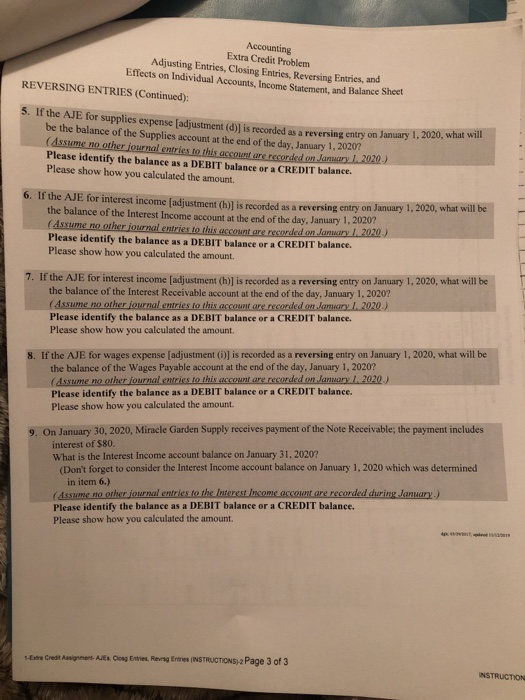 Balance Sheet Note: Miracle Garden Supply uses a periodic inventory system The