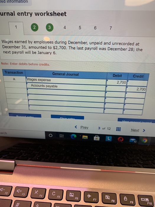 the accounting process for the current year just ended, December 31. The