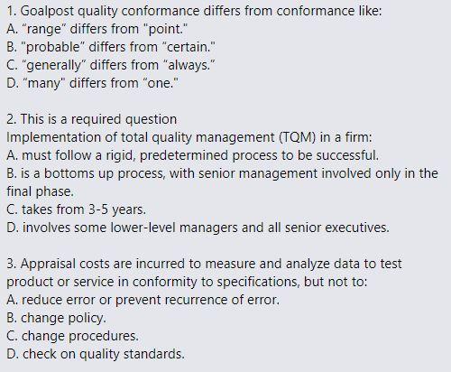  1. Goalpost quality conformance differs from conformance like: A. "range differs