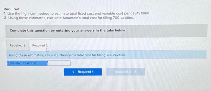 nine months Number of cavities Month Filled Total Cost January $5,100 February