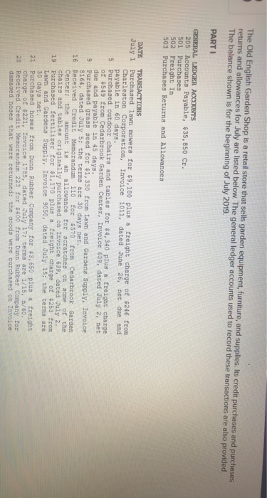  Part two required: 1. set up in Accounts Payable subsidiary ledger