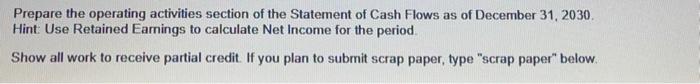 \hline & Balance Sheet December 31, 2029 & Balance Sheet December 31,