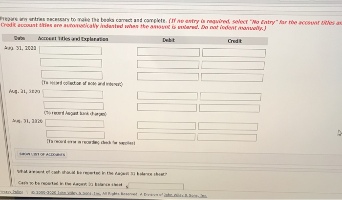in August 50,225 Balance, August 1 Receipts during August 50,103 Deposits in