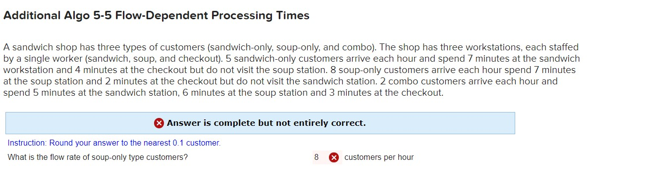  Additional Algo 5-5 Flow-Dependent Processing Times A sandwich shop has three