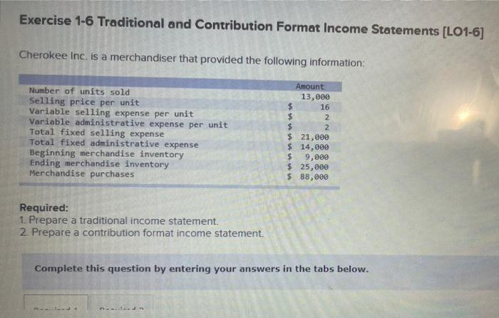  part a this part is now part b Exercise 1-6 Traditional