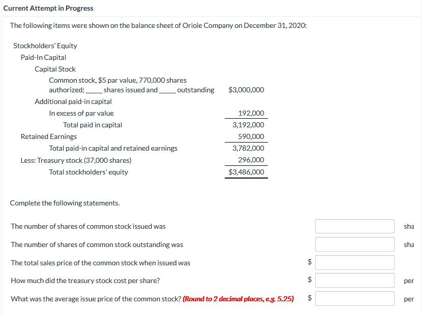 Current Attempt in Progress The following items were shown on the
