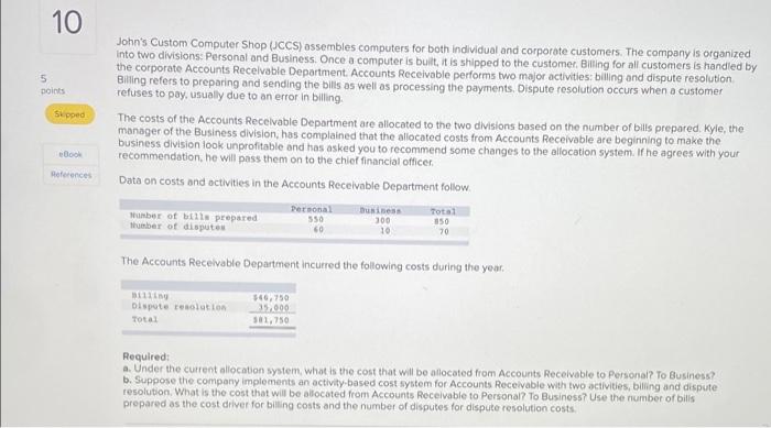  10 5 Doints Slipped John's Custom Computer Shop (CCS) assembles computers