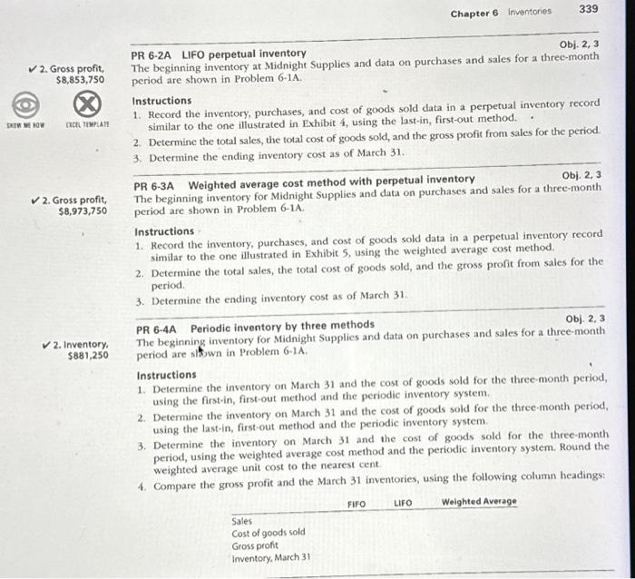 please help almost done just need the last couple PR 6-2A LIFO