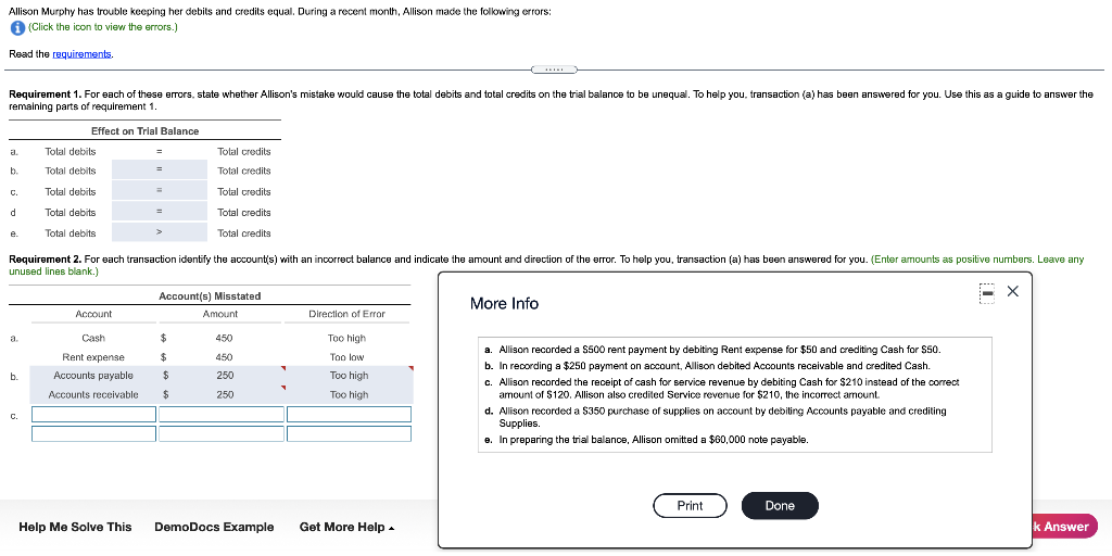 Please do C, D, and E :) Allison Murphy has trouble