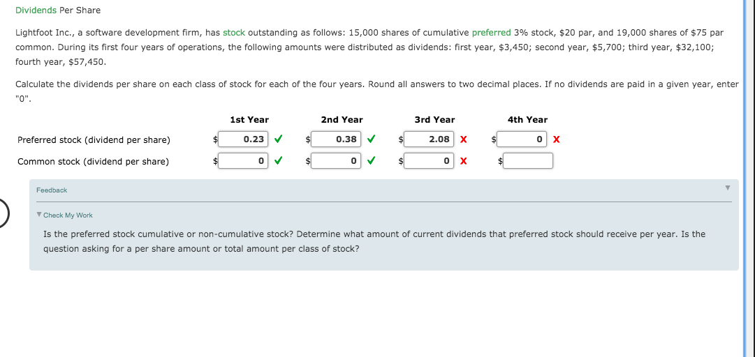  Dividends Per Share Lightfoot Inc., a software development firm, has stock