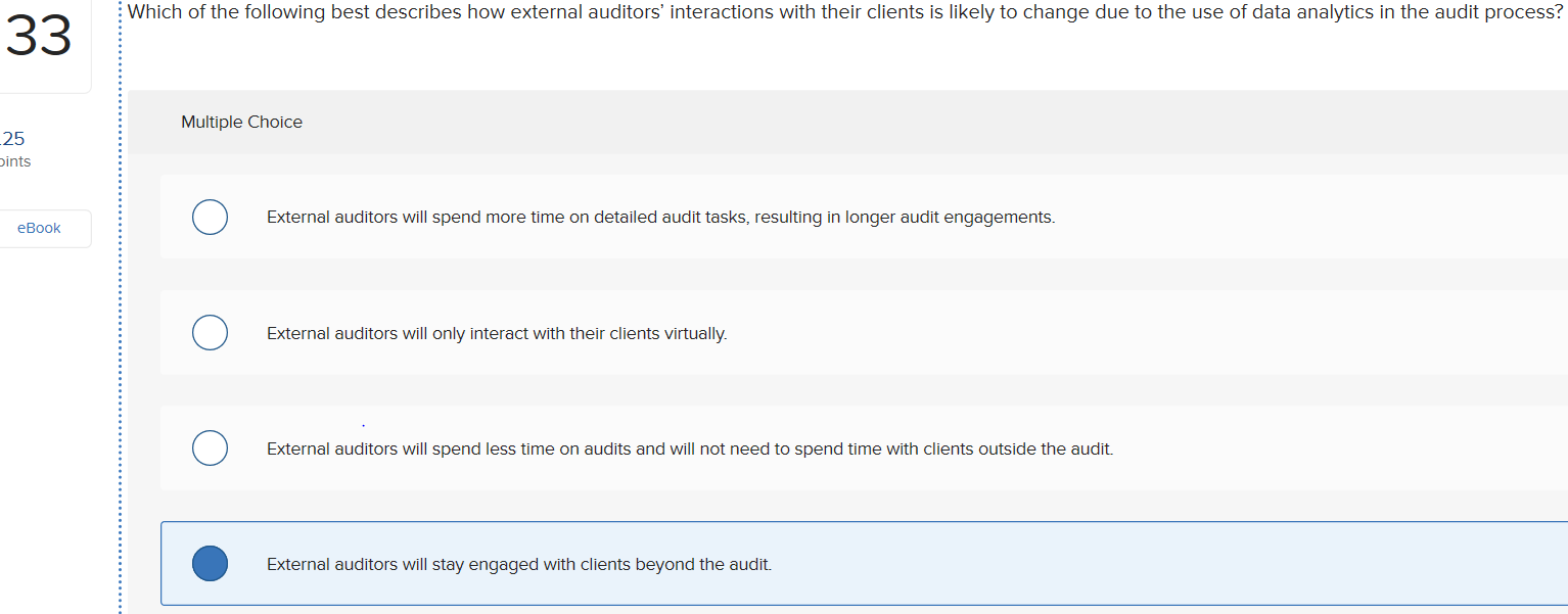 False nts True False eBook Which of the following best describes how