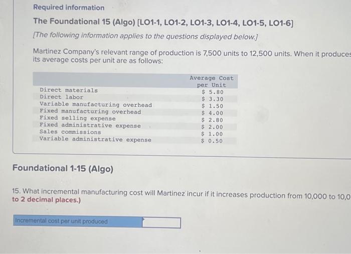 information The Foundational 15 (Algo) [LO1-1, LO1-2, LO1-3, LO1-4, LO1-5, LO1-6] [The