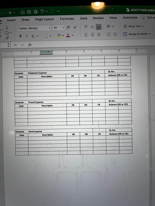 Description & PR & DR & CR & Balance (DR or CR)
